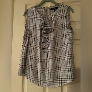 White House Black Market plaid stripe sleeveless blouse